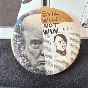 Hand made art collage Political Statement Button